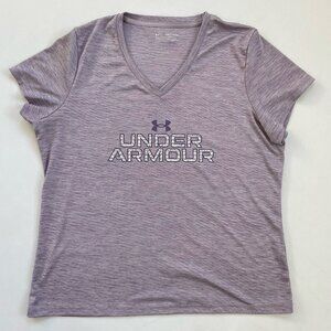 Under Armour Women’s XXL Purple Short Sleeve Activewear Shirt V-Neck Top